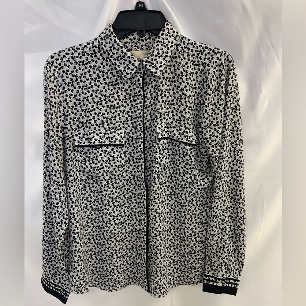 LOFT Black and White Button Down Shirt